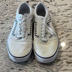 Vans White and Black Checkered Sneakers